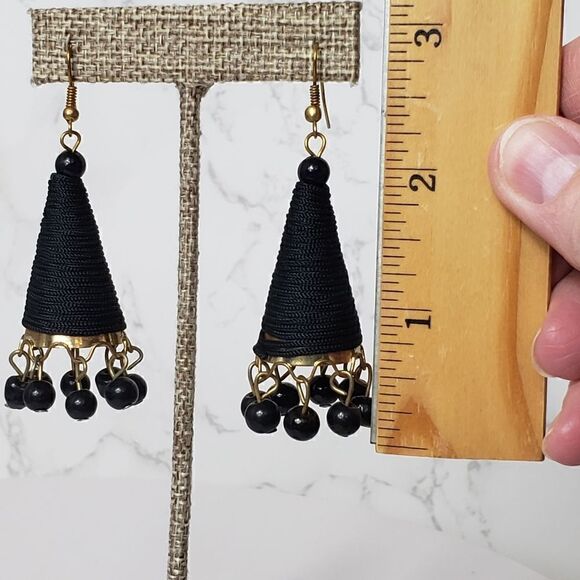 Vintage French Hook Cone-style Beaded Earrings - Picture 4 of 6